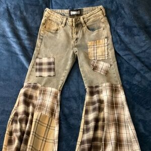 Dolls Kill Warp Patchwork Flare Pants